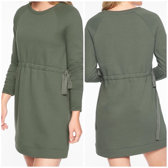 Athleta Dresses & Skirts - Athleta sage green cinched waist sweatshirt dress